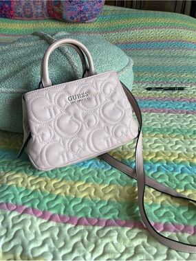 GUESS Blush Quilted Mini Satchel with Crossbody Strap